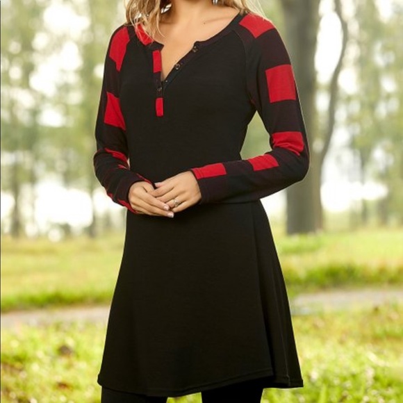 ❤️🆕DESIREE BLACK BUFFALO PLAID SWING DRESS NWT❤️ - Picture 3 of 14
